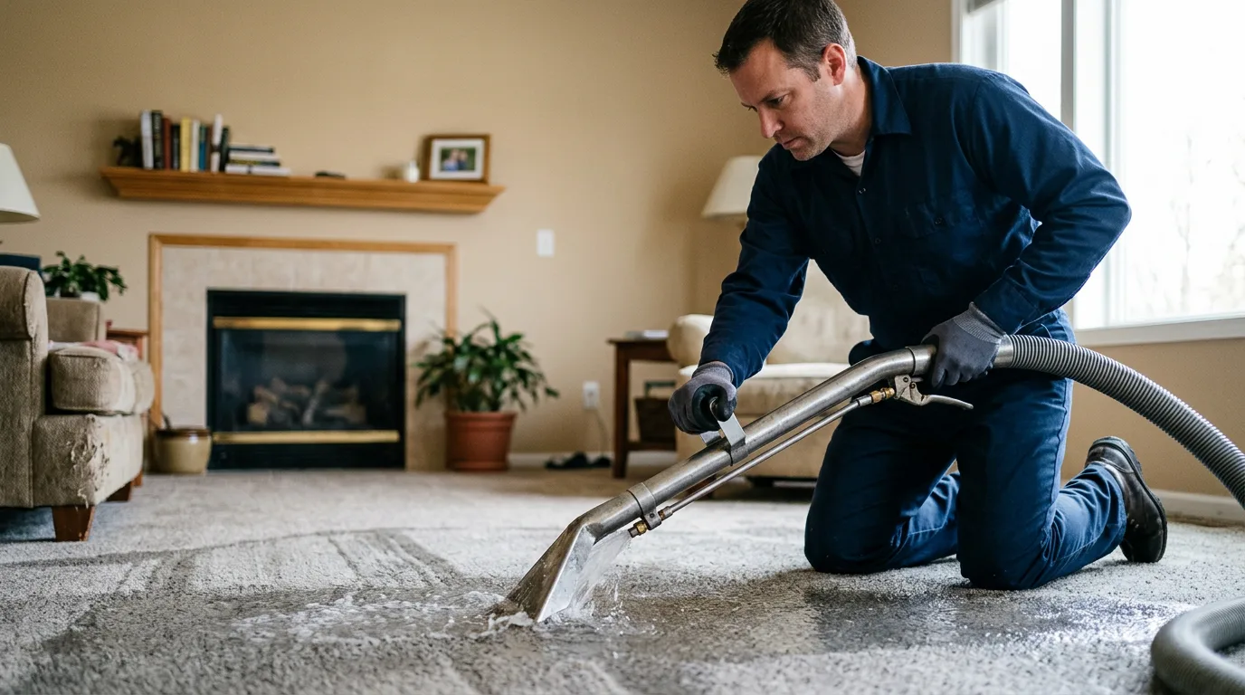 Water damage restoration technician working near Lebanon, WI